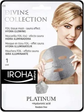 DIVINE COLLECTION - Masque en Tissu Foil Hydra Illuminateur Platine - Visage - Tous Types de Peaux, 25ml | Iroha Nature  - Parap