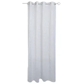 Voilage à oeillets motif brodé fleur blanc